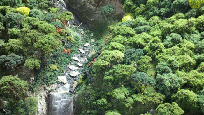 The stream working its way down the mountain